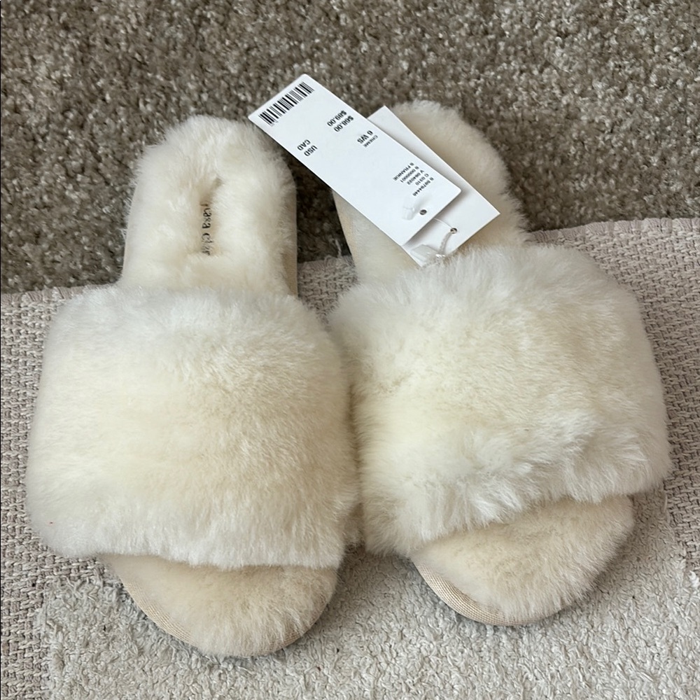 Urban Outfitters Plush Cream Slippers